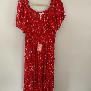 Ivy City Co. Indie Floral Dress in Red - Size 1X